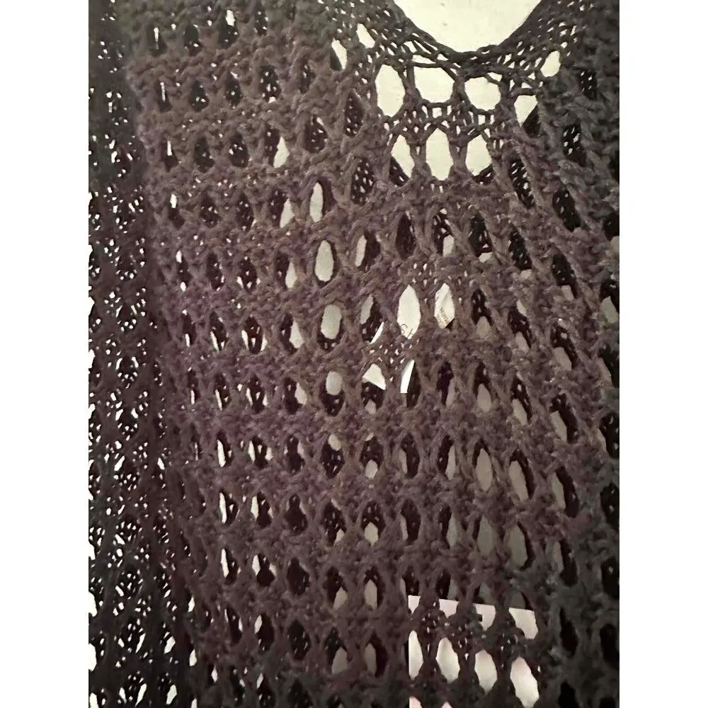 NWT Shade And Shore Dress Womens Size XL Black Sleeveless Mesh V Neck Swim Cover - Picture 2 of 10